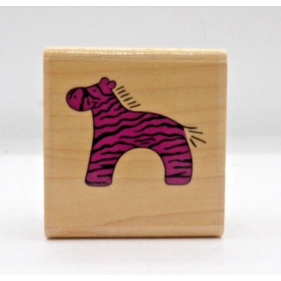 Stamp "Happy Zebra"  #D1099 Stampendous ©2000 1¾" x 1½" - Picture 1 of 5